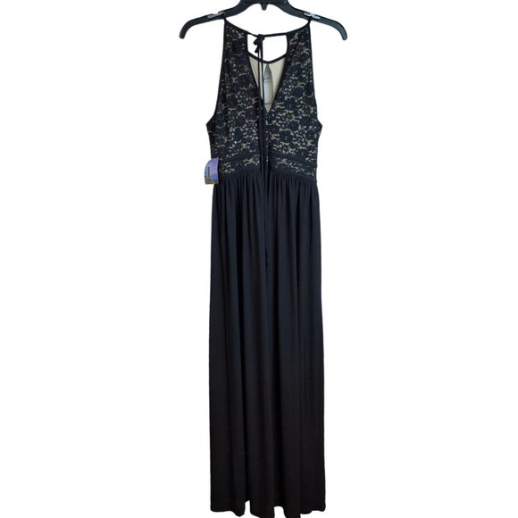 NIGHTWAY Womens Sequined Lace Gown Sleeveless Halter Maxi Evening Fit + Flare 10 - Picture 2 of 11